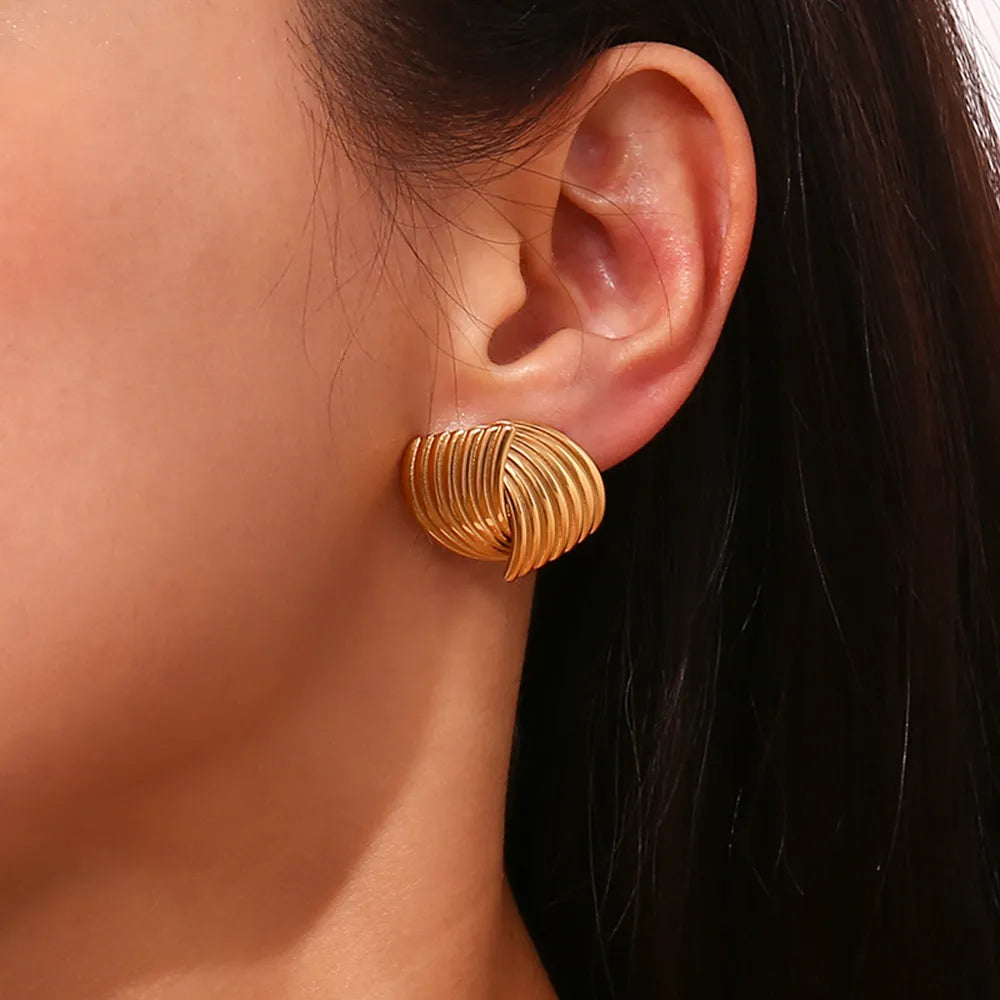 Striped Fan Earrings