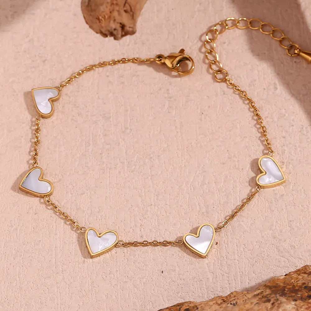 White Heart Shell Bracelet