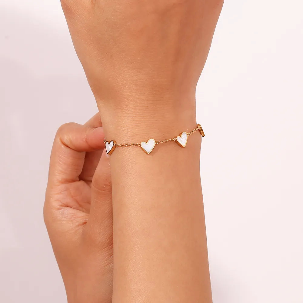 White Heart Shell Bracelet