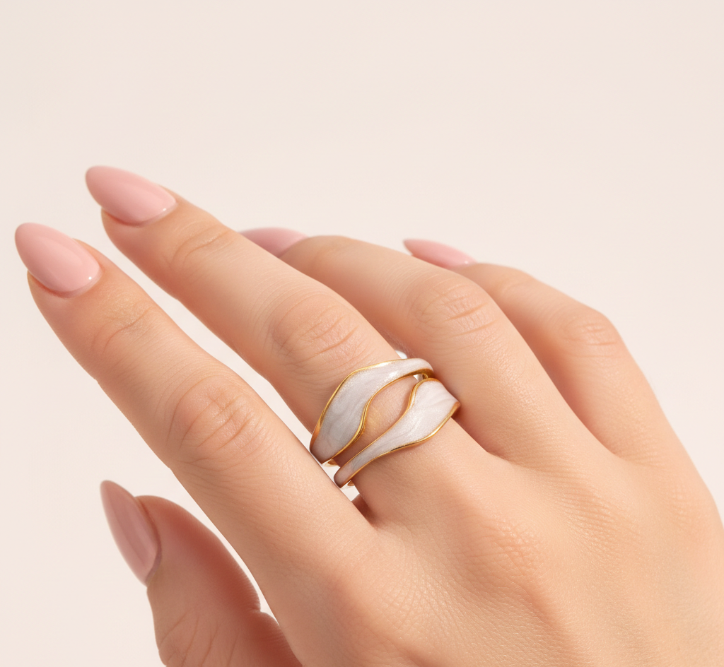 White Enamel Ring