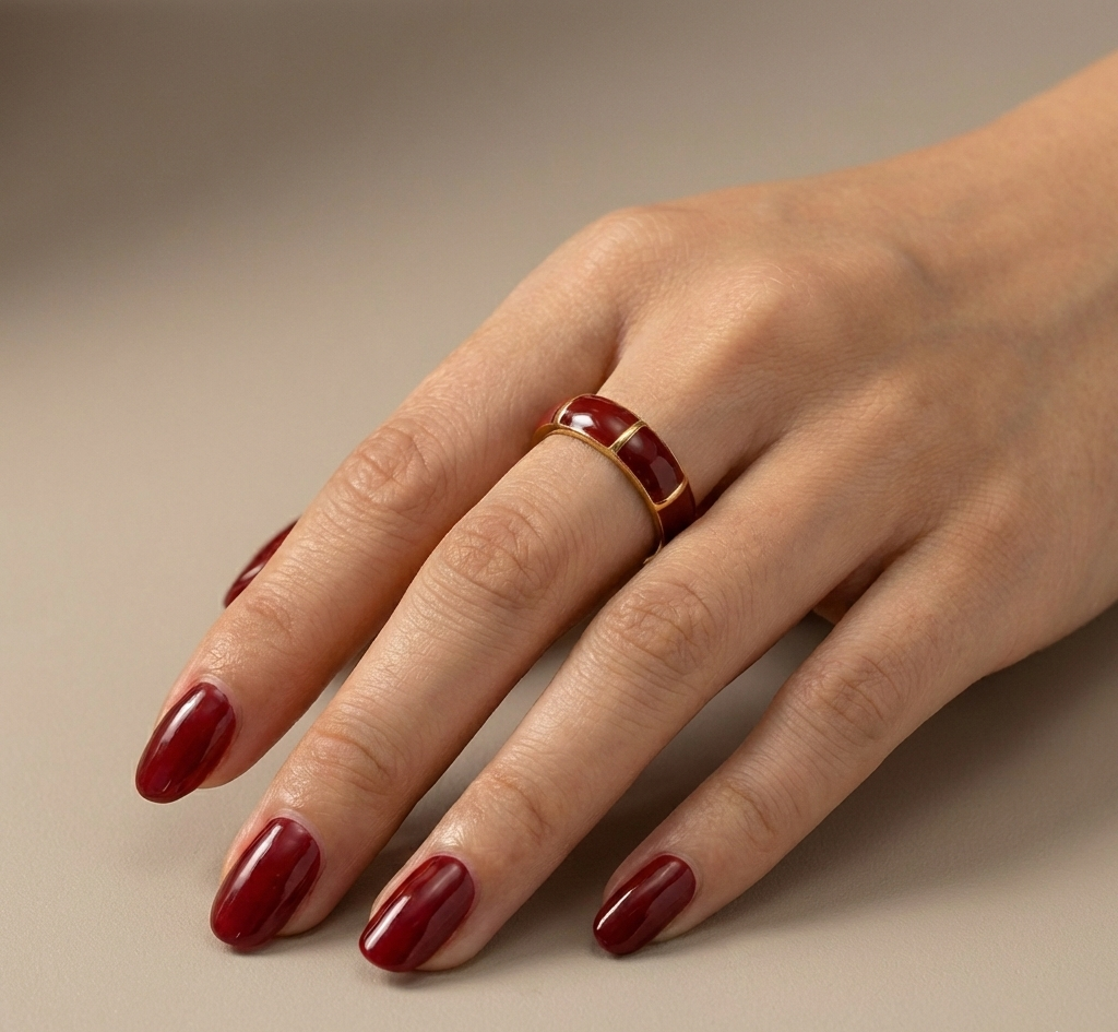 Bamboo Enamel Open Ring
