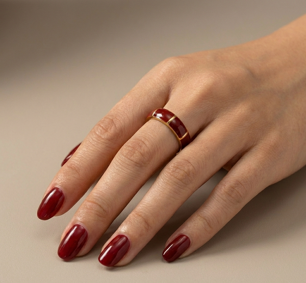 Bamboo Enamel Open Ring