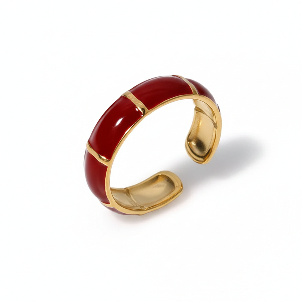 Bamboo Enamel Open Ring