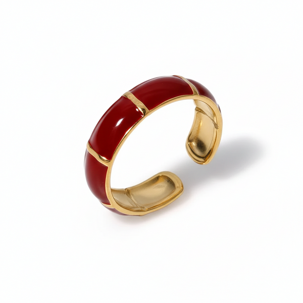 Bamboo Enamel Open Ring
