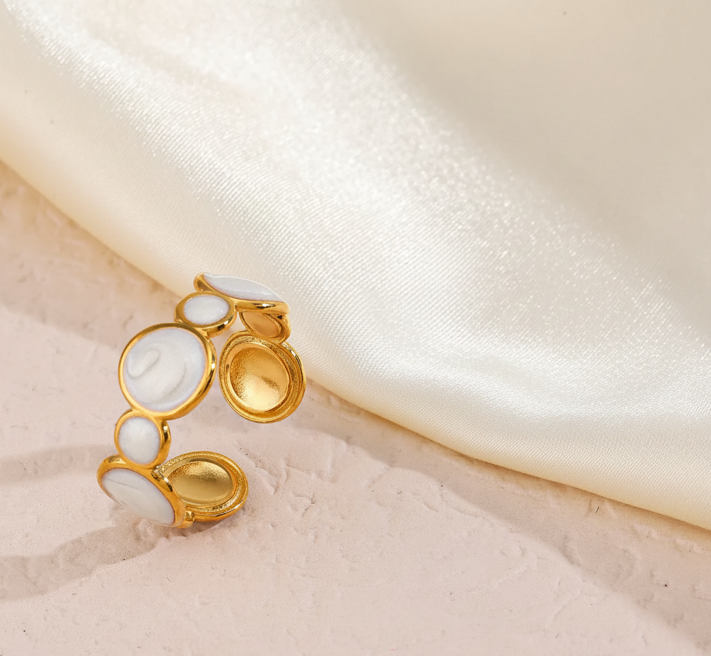 White Bubble Enamel Ring