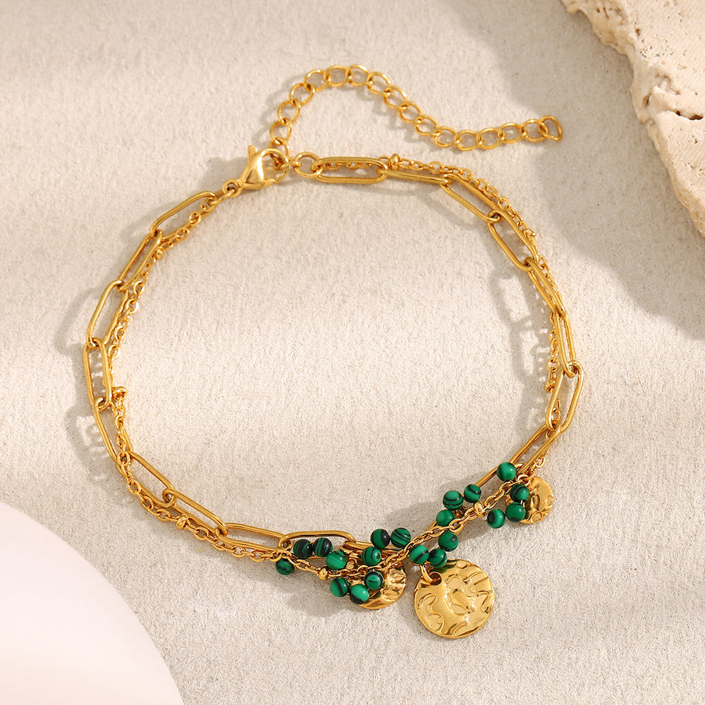 Green Charm Double Layer Bracelet