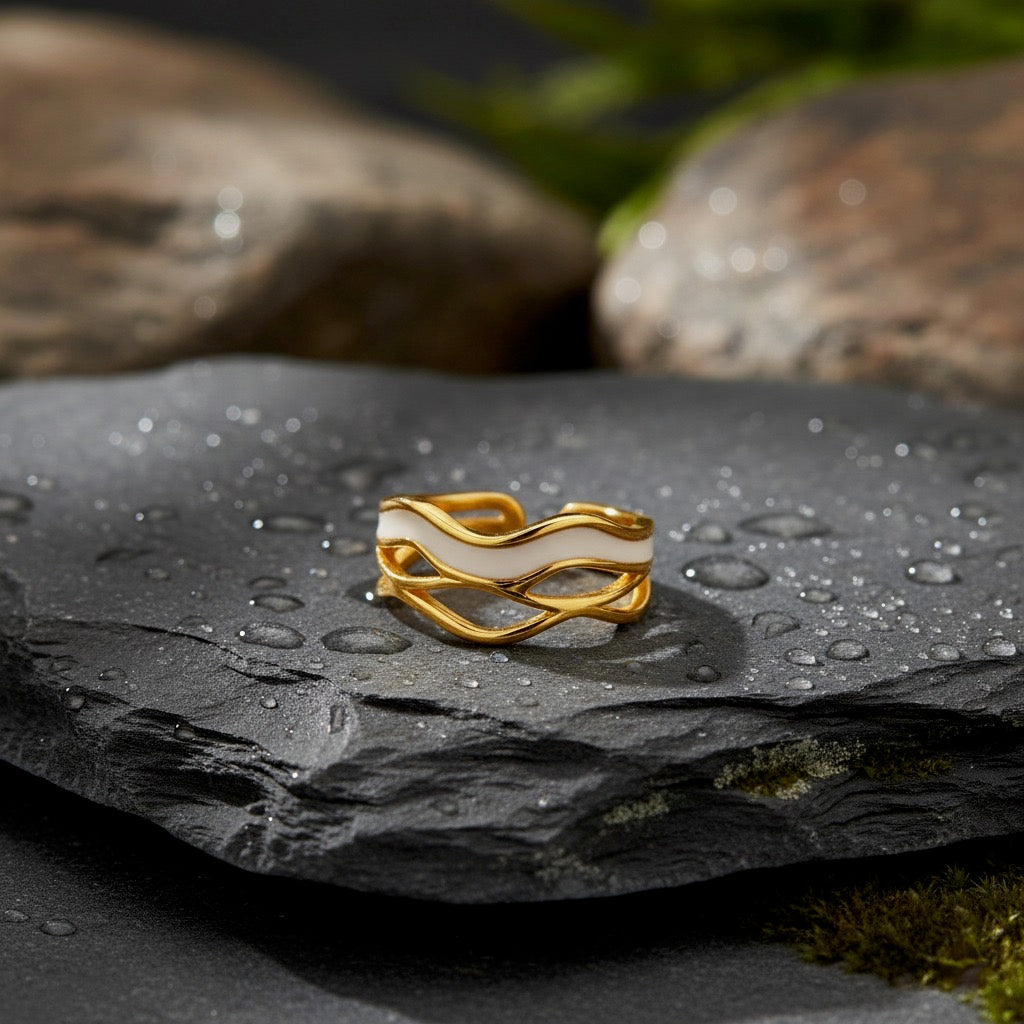 White Twist Enamel Ring