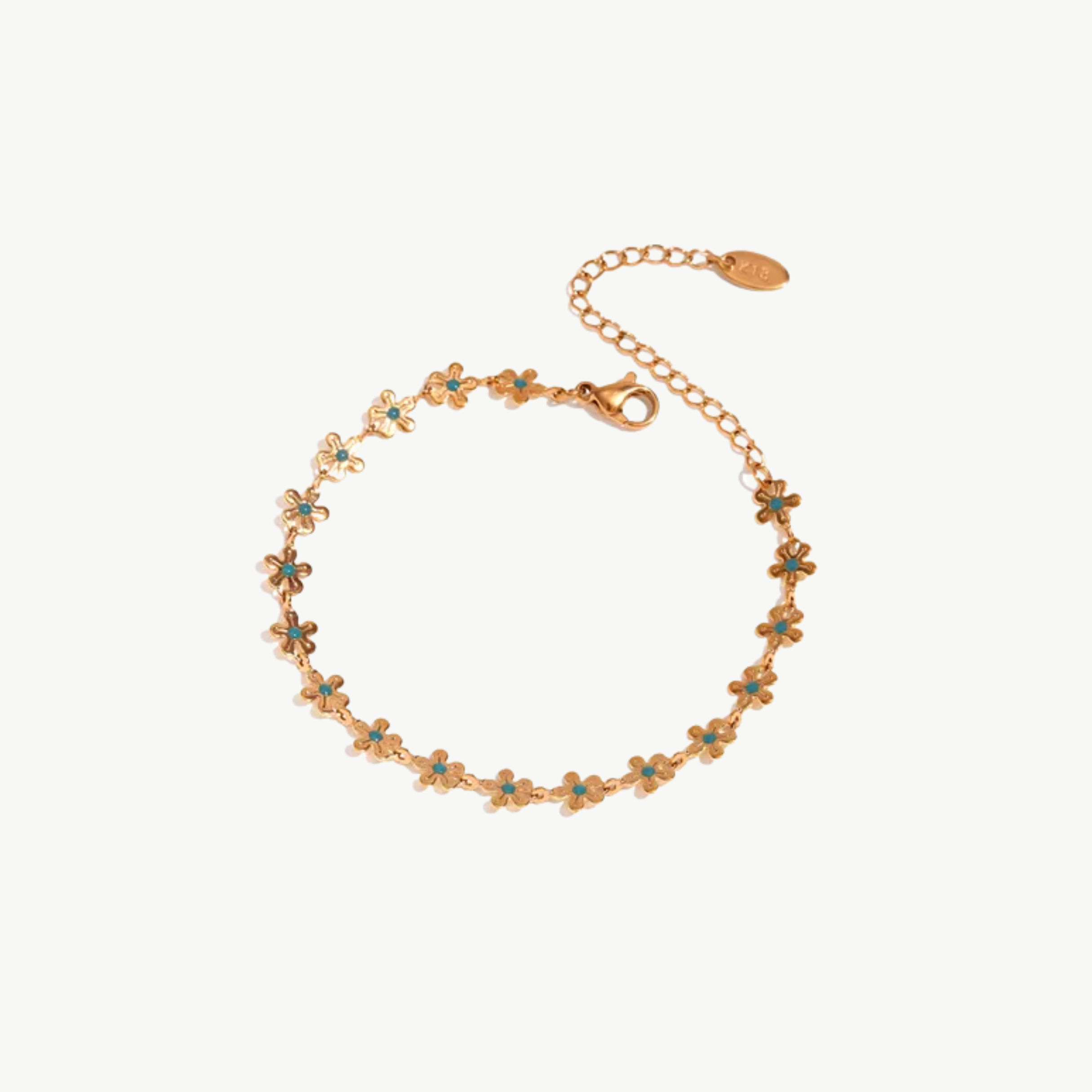 Blue Flower Chain Bracelet