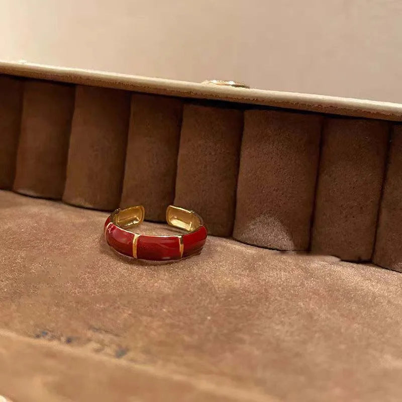 Bamboo Enamel Open Ring