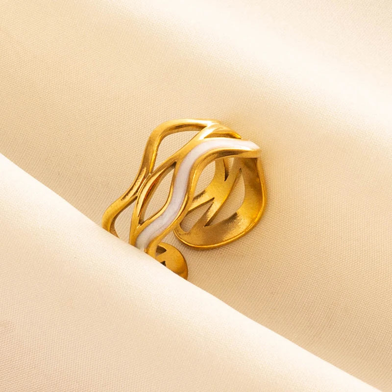 White Twist Enamel Ring