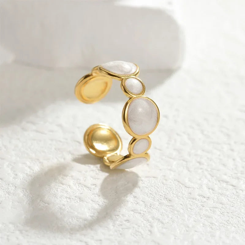 White Bubble Enamel Ring