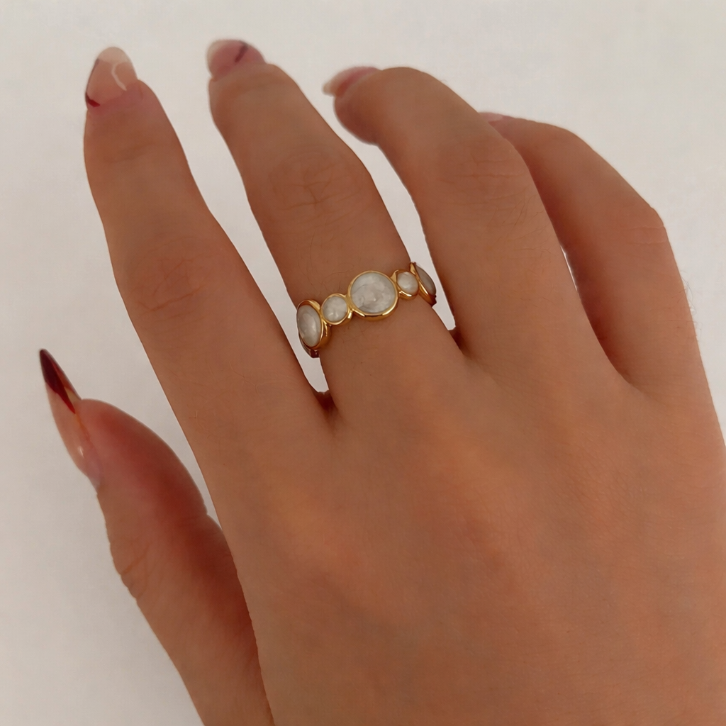 White Bubble Enamel Ring